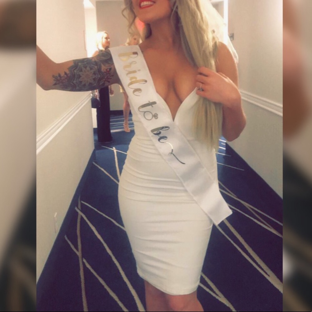 White midi bachelorette dress